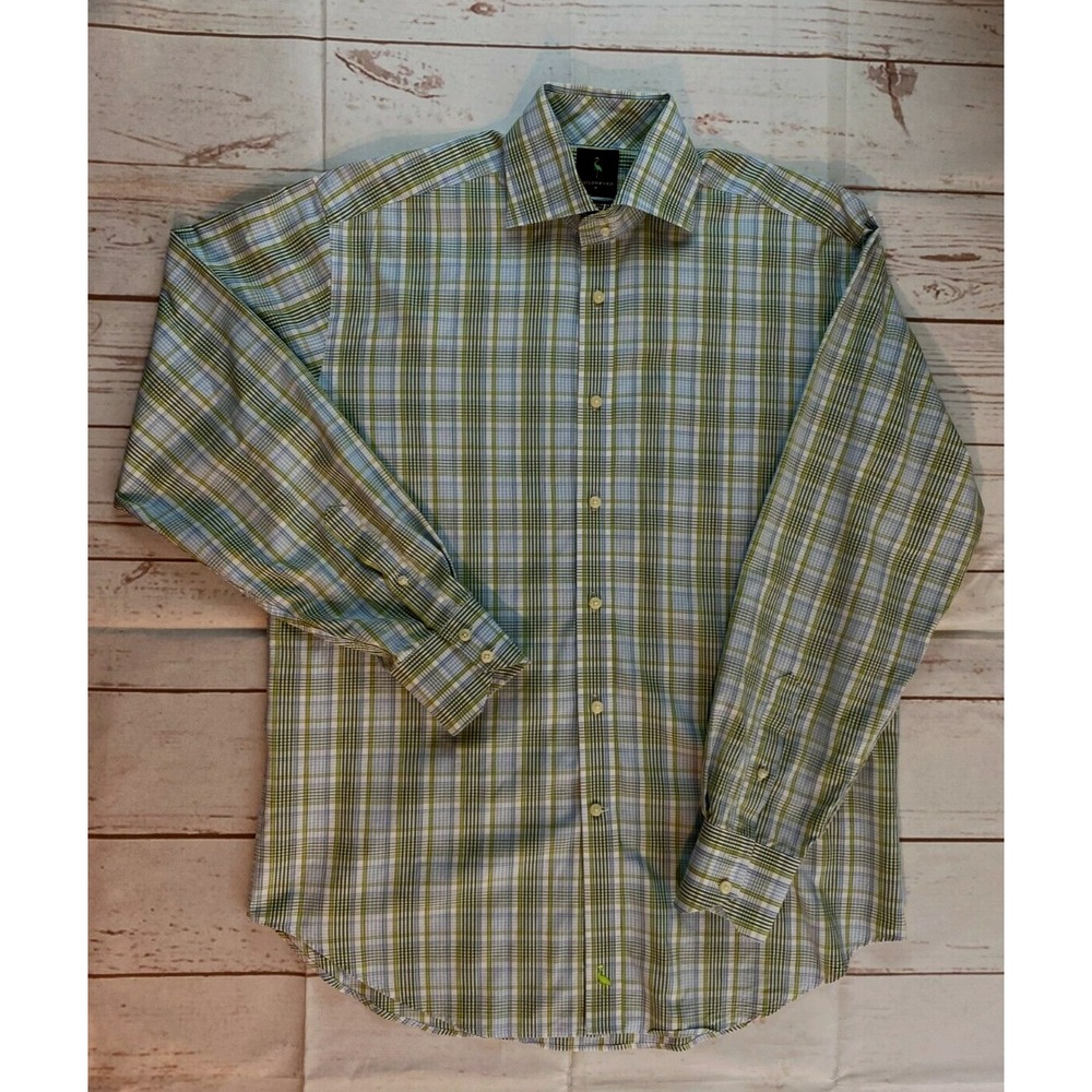 TAILORBYRD Long Sleeve Shirt Dress Two Ply Plaid Cotton Size Medium